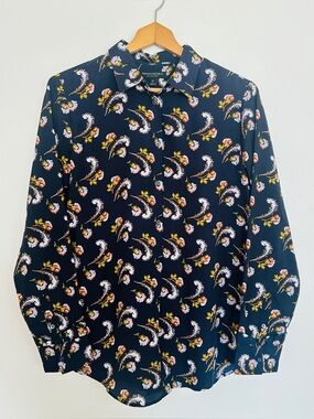 Vintage Banana Republic Blue Floral Dillon Shirt Button Down Size Medium